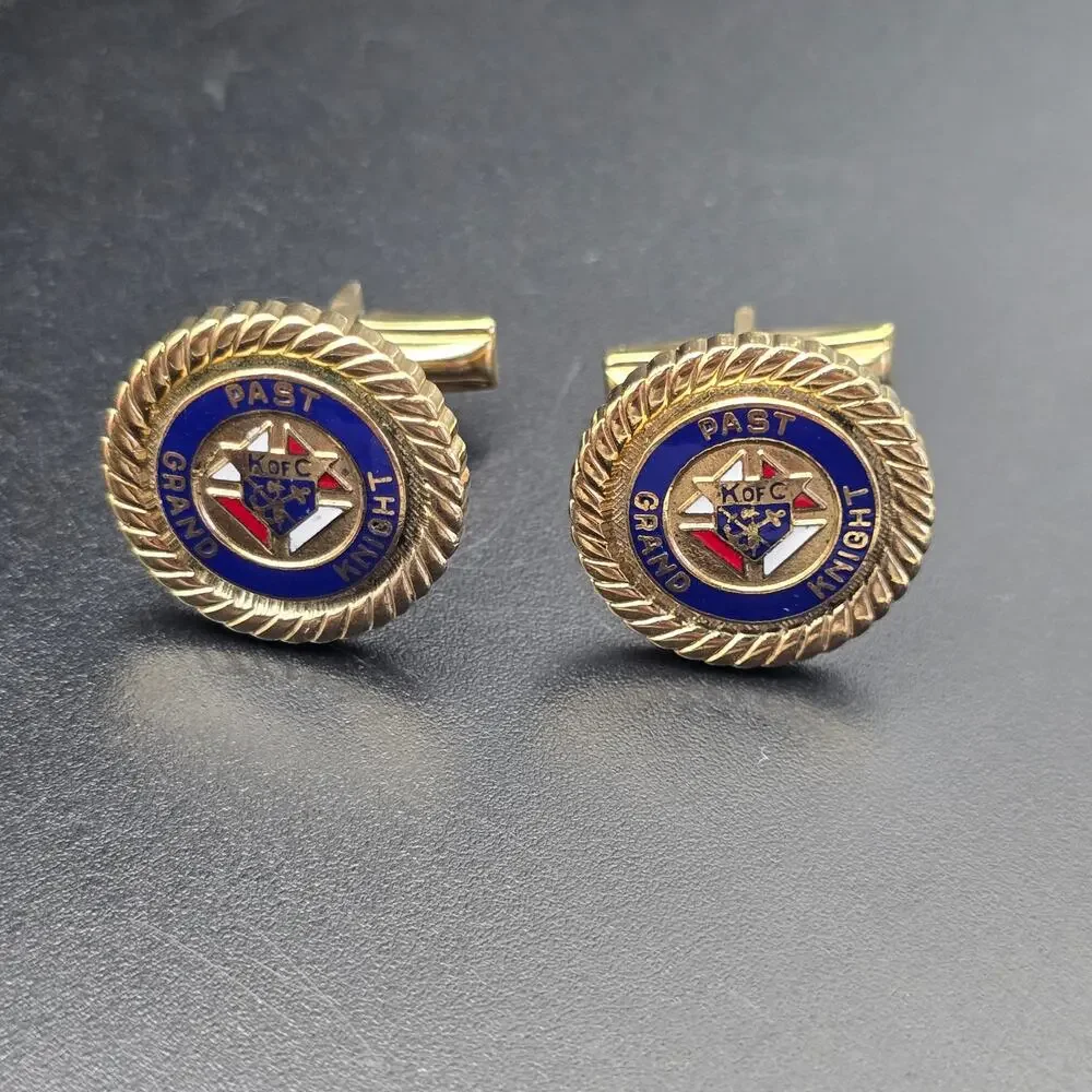 Vintage Knights of Columbus Past Grand Knight Cuff Links Gold Tone